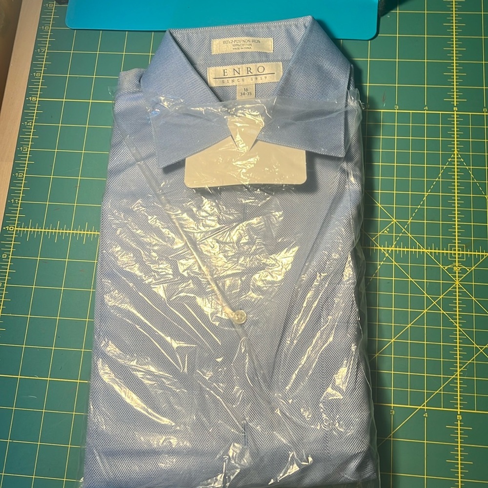 Enro non iron men’s dress shirt 16 dry cleaned herringbone